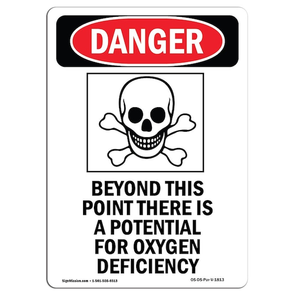 Safety Sign, OSHA Danger, 5" Height, Beyond This Point, Portrait, 10PK
